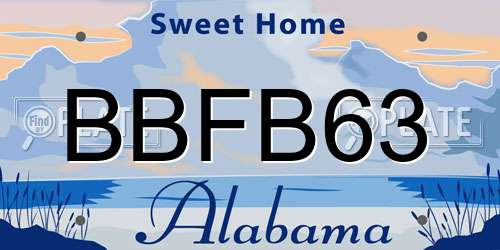 BBFB63 Alabama License Plate