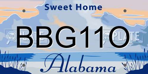 BBG11O Alabama License Plate