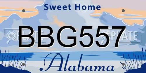 BBG557 Alabama License Plate