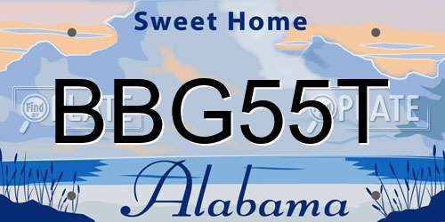 BBG55T Alabama License Plate