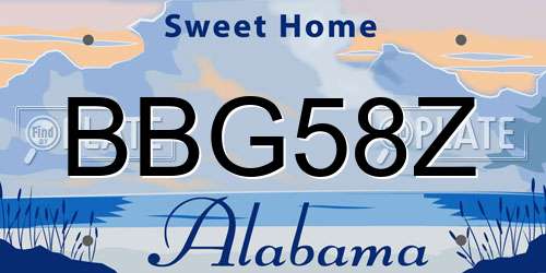 BBG58Z Alabama License Plate
