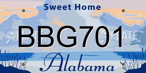 BBG701 Alabama License Plate