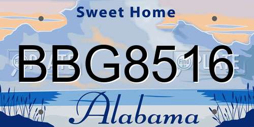 BBG8516 Alabama License Plate