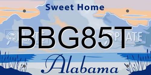 BBG85T Alabama License Plate