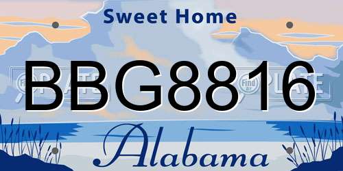 BBG8816 Alabama License Plate