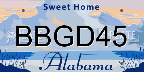 BBGD45 Alabama License Plate
