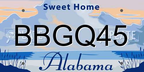 BBGQ45 Alabama License Plate