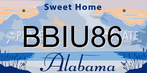 BBIU86 Alabama License Plate