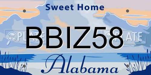 BBIZ58 Alabama License Plate