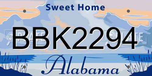 BBK2294 Alabama License Plate