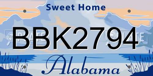 BBK2794 Alabama License Plate