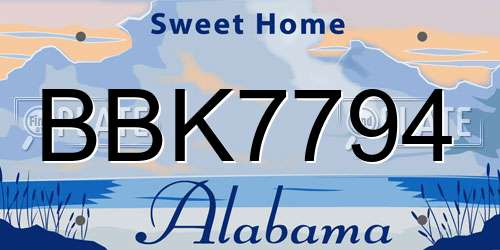 BBK7794 Alabama License Plate