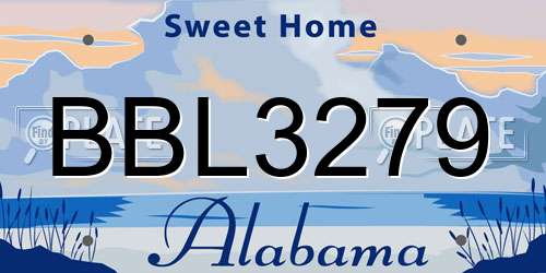 BBL3279 Alabama License Plate