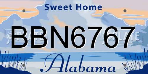 BBN6767 Alabama License Plate