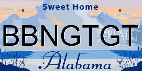 BBNGTGT Alabama License Plate