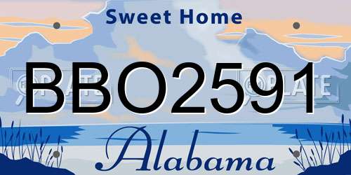 BBO2591 Alabama License Plate