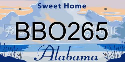 BBO265 Alabama License Plate