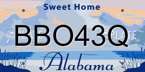 BBO43Q Alabama License Plate