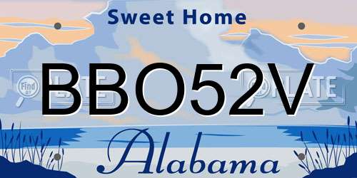 BBO52V Alabama License Plate