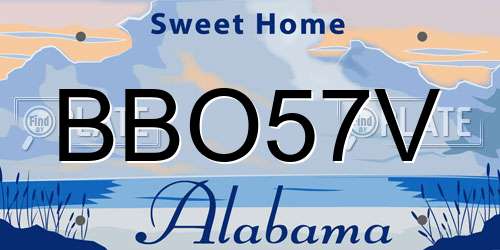 BBO57V Alabama License Plate