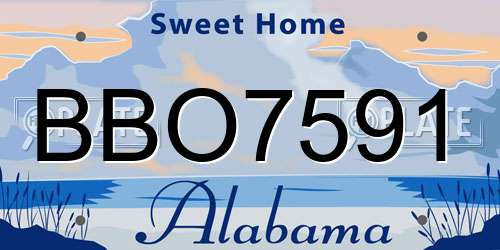 BBO7591 Alabama License Plate