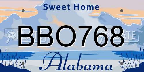 BBO768 Alabama License Plate