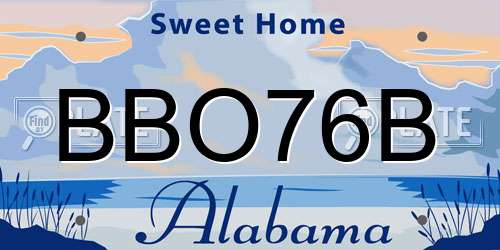 BBO76B Alabama License Plate