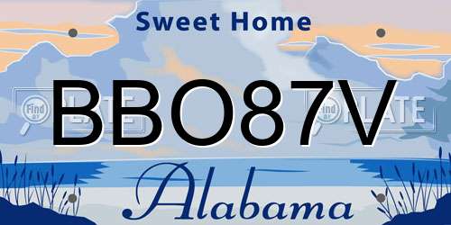 BBO87V Alabama License Plate