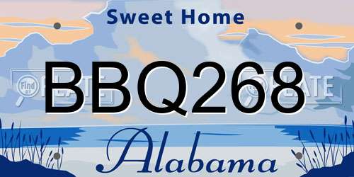 BBQ268 Alabama License Plate