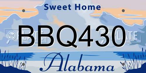 BBQ430 Alabama License Plate