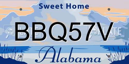 BBQ57V Alabama License Plate