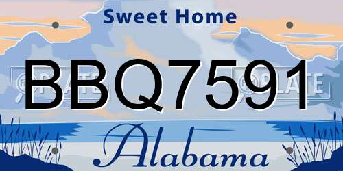 BBQ7591 Alabama License Plate