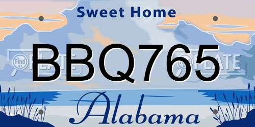 BBQ765 Alabama License Plate
