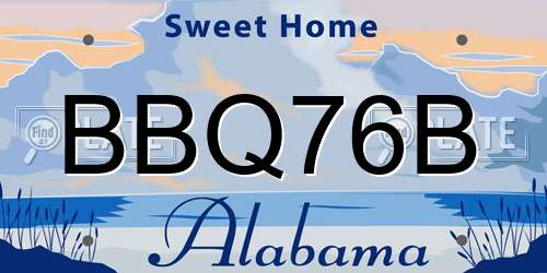 BBQ76B Alabama License Plate