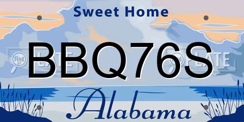 BBQ76S Alabama License Plate