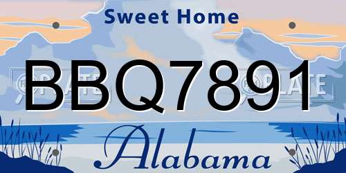 BBQ7891 Alabama License Plate