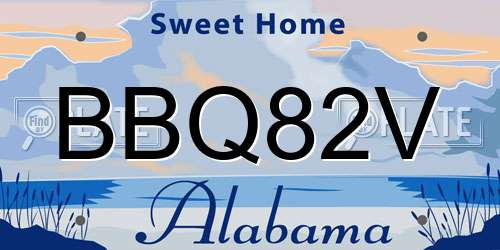 BBQ82V Alabama License Plate