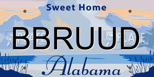 BBRUUD Alabama License Plate
