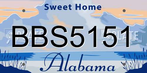 BBS5151 Alabama License Plate