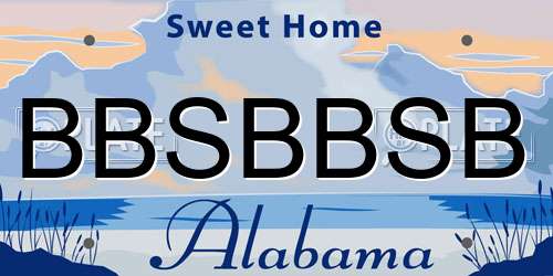 BBSBBSB Alabama License Plate