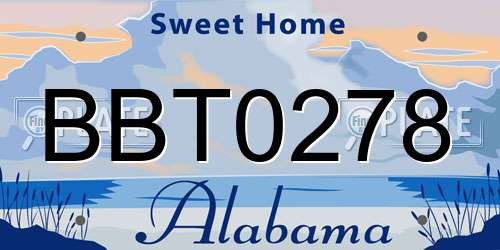 BBT0278 Alabama License Plate