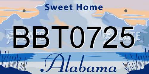 BBT0725 Alabama License Plate
