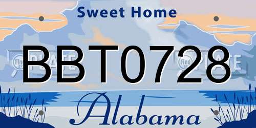 BBT0728 Alabama License Plate
