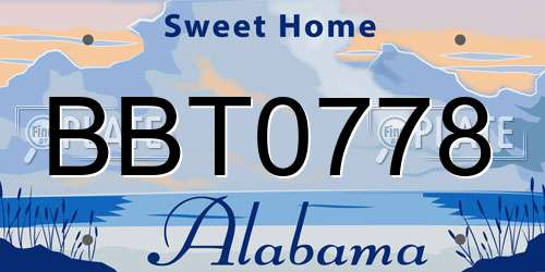 BBT0778 Alabama License Plate