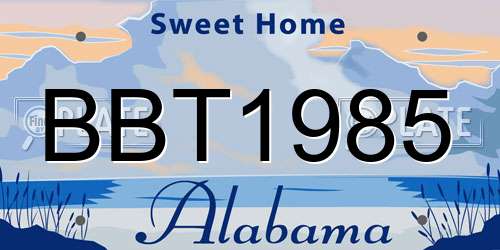 BBT1985 Alabama License Plate