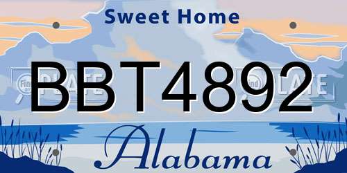 BBT4892 Alabama License Plate