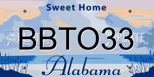 BBTO33 Alabama License Plate