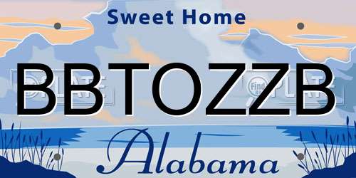 BBTOZZB Alabama License Plate