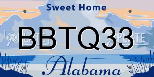 BBTQ33 Alabama License Plate