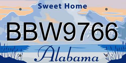BBW9766 Alabama License Plate